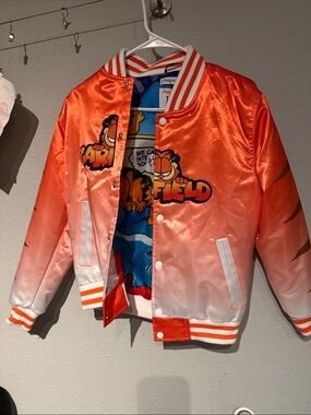 Garfield Orange Kids Satin Bomber Jacket - Licensed